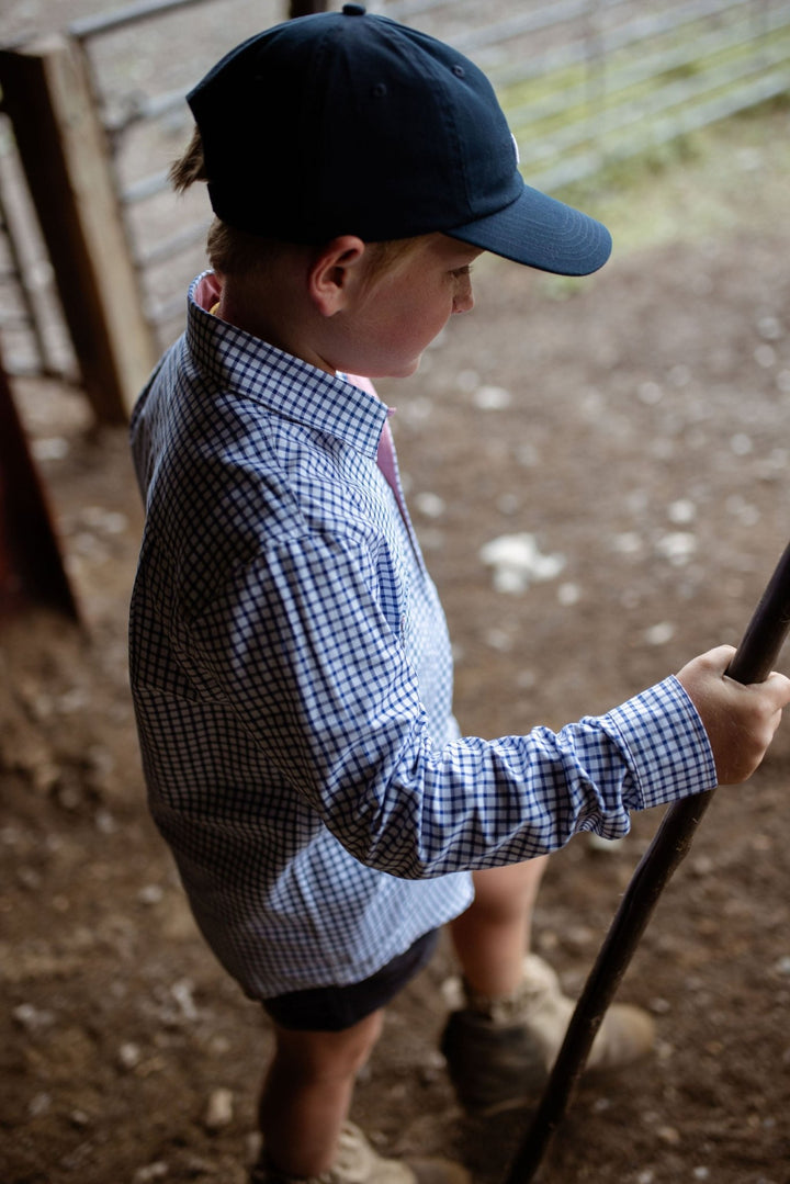 Stevie Workshirt in Blue Check - H&S Heritage