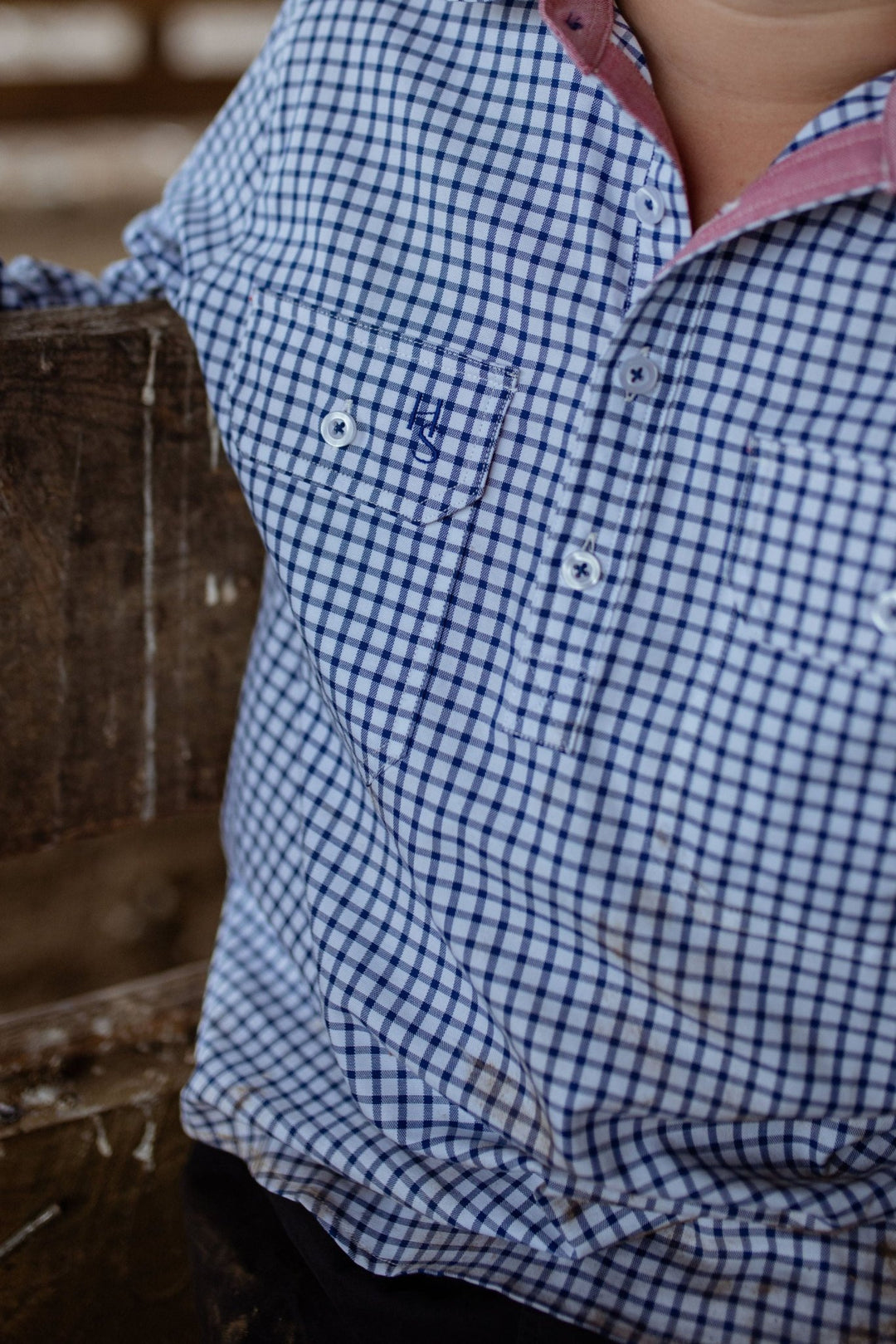Stevie Workshirt in Blue Check - H&S Heritage