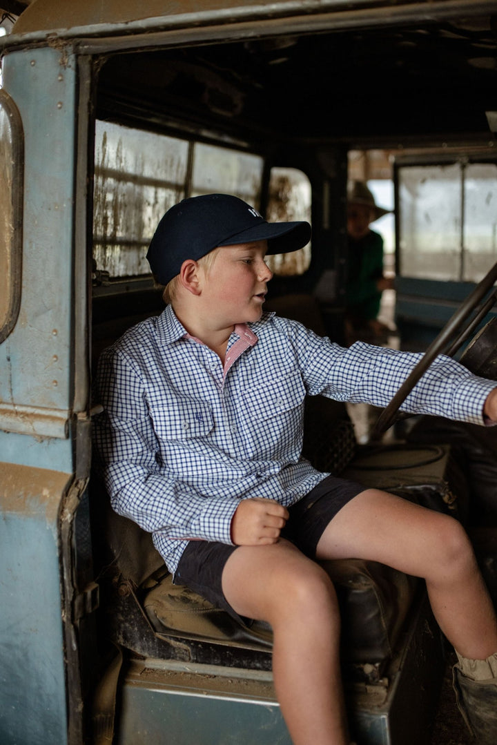 Stevie Workshirt in Blue Check - H&S Heritage