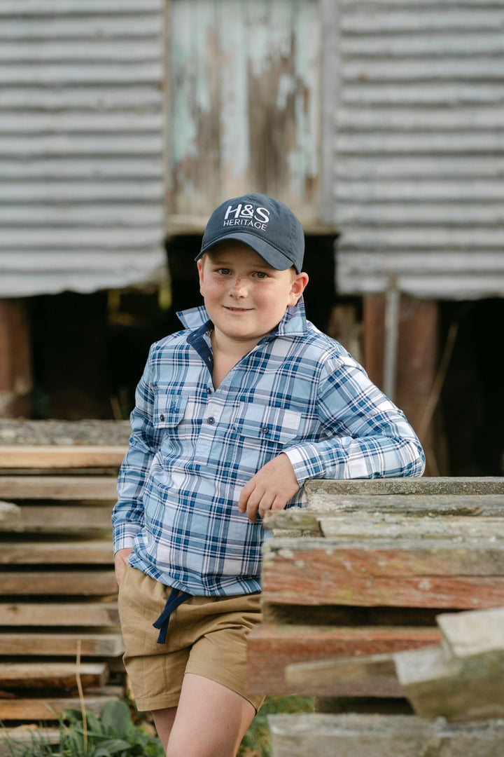 Stevie Workshirt in Blue Check - H&S Heritage