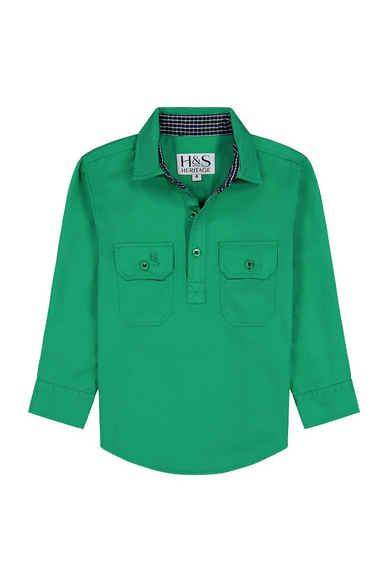 Stevie Workshirt in Emerald Green - H&S Heritage