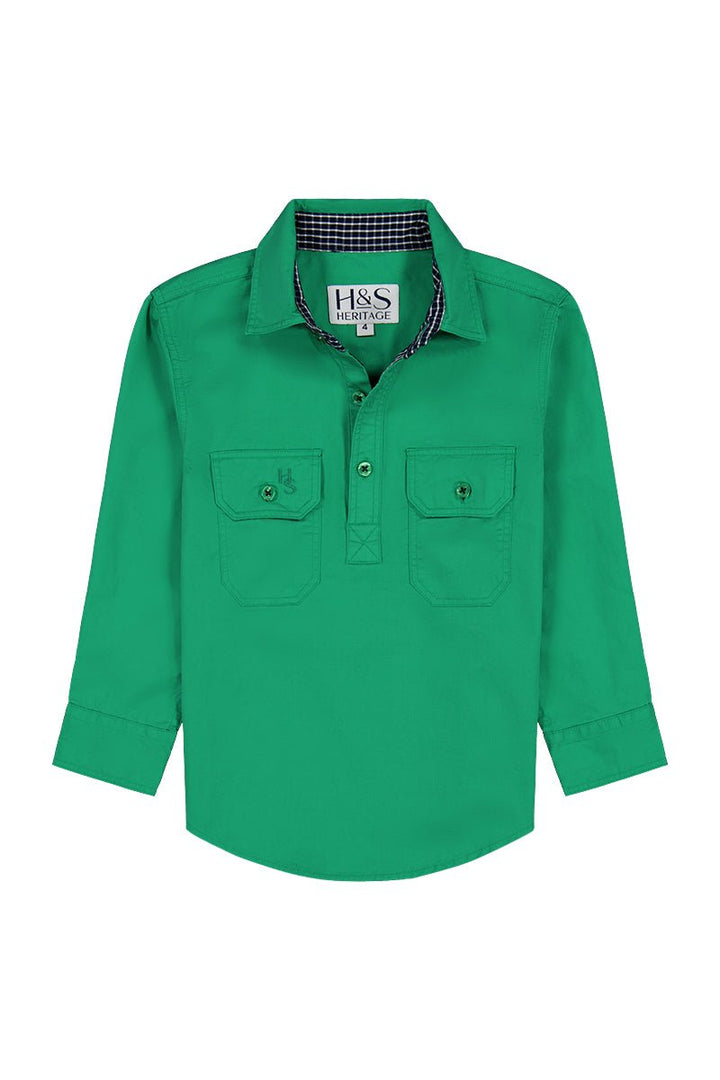 Stevie Workshirt in Emerald Green - H&S Heritage