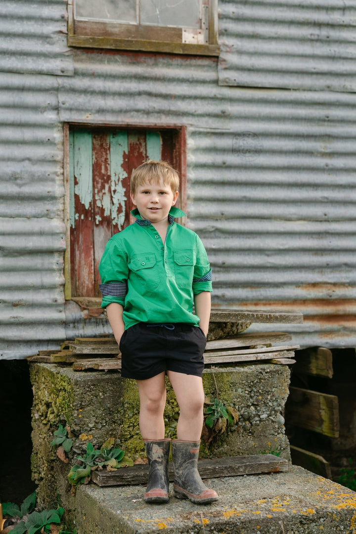 Stevie Workshirt in Emerald Green - H&S Heritage