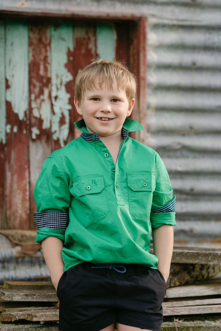 Stevie Workshirt in Emerald Green - H&S Heritage