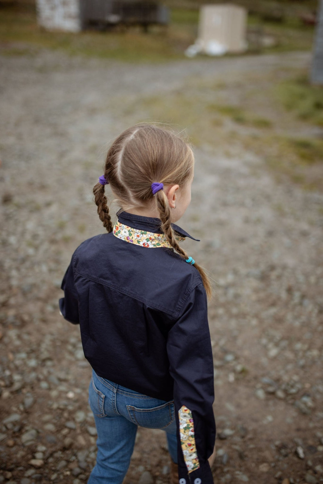 Stevie Workshirt in Navy with Floral - H&S Heritage