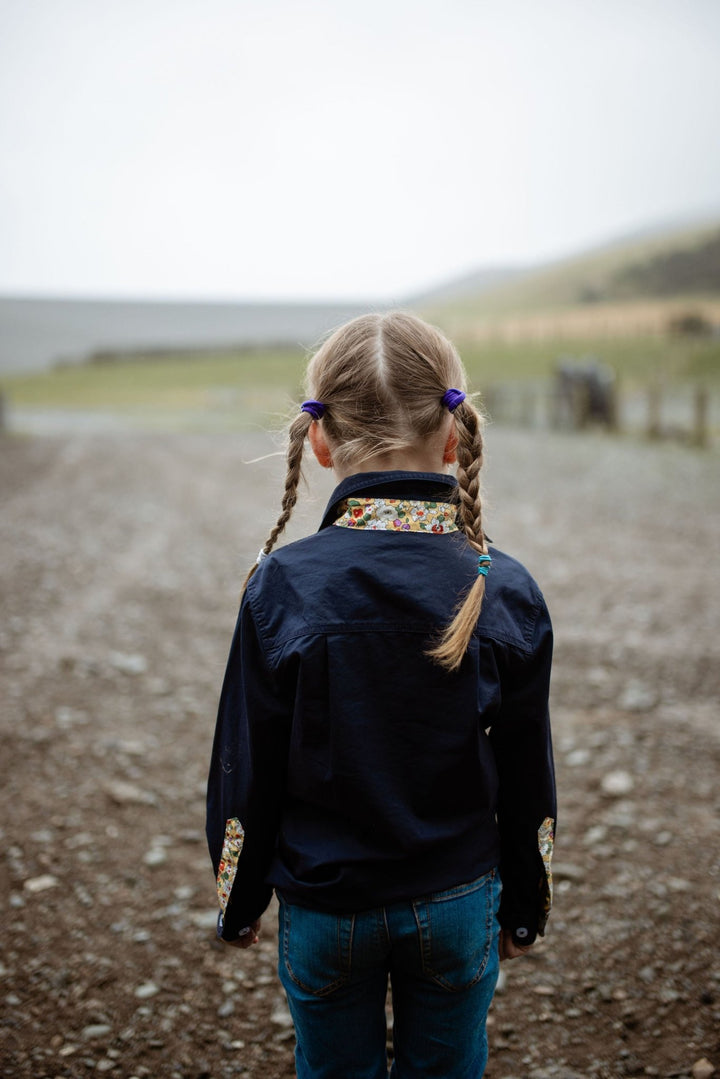 Stevie Workshirt in Navy with Floral - H&S Heritage