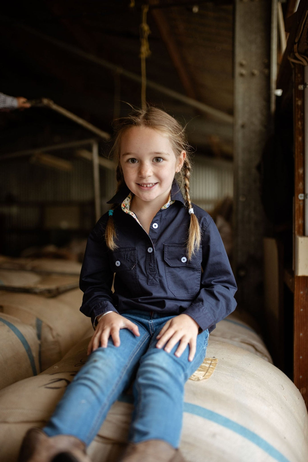 Stevie Workshirt in Navy with Floral - H&S Heritage