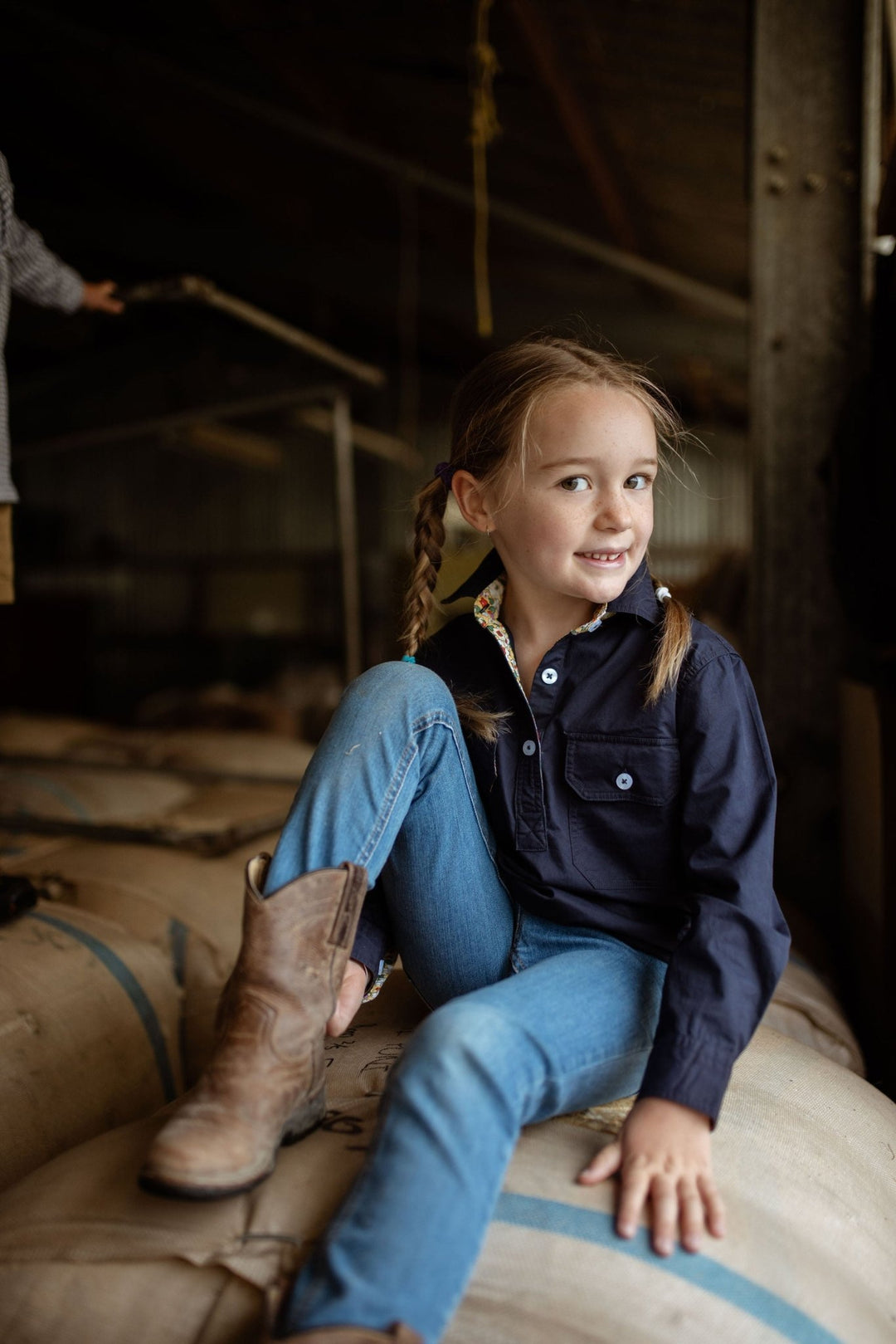 Stevie Workshirt in Navy with Floral - H&S Heritage