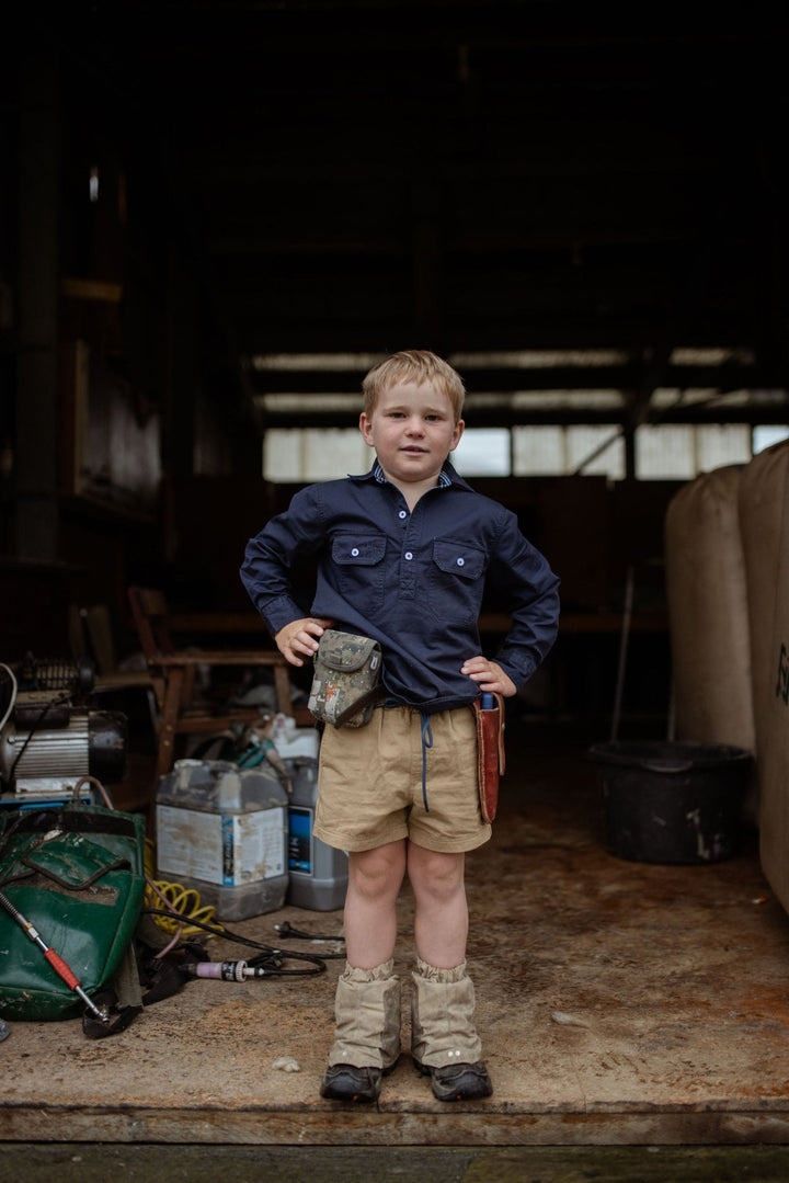 Stevie Workshirt in Navy with Navy Check Contrast - H&S Heritage