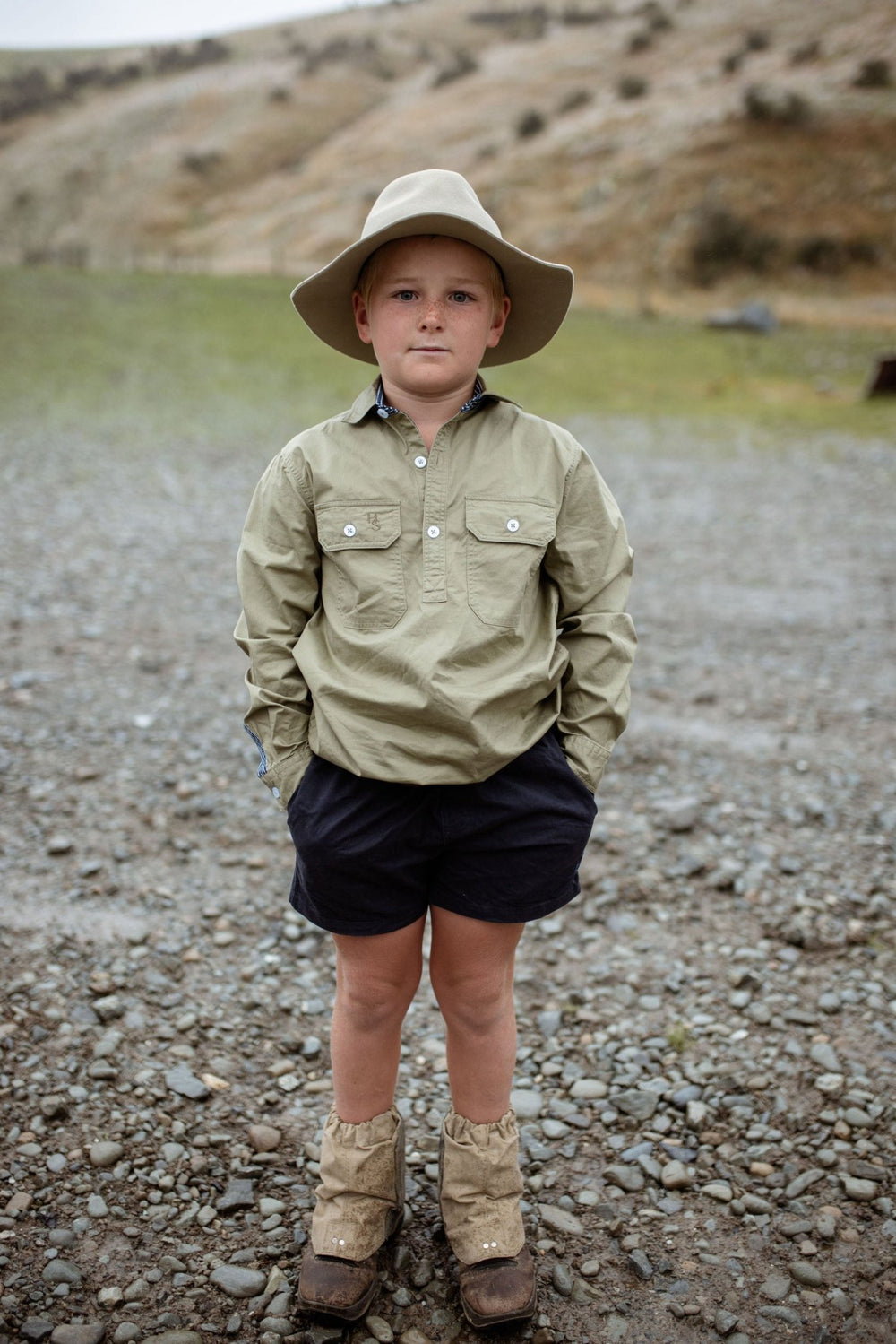 Stevie Workshirt in Olive Green - H&S Heritage