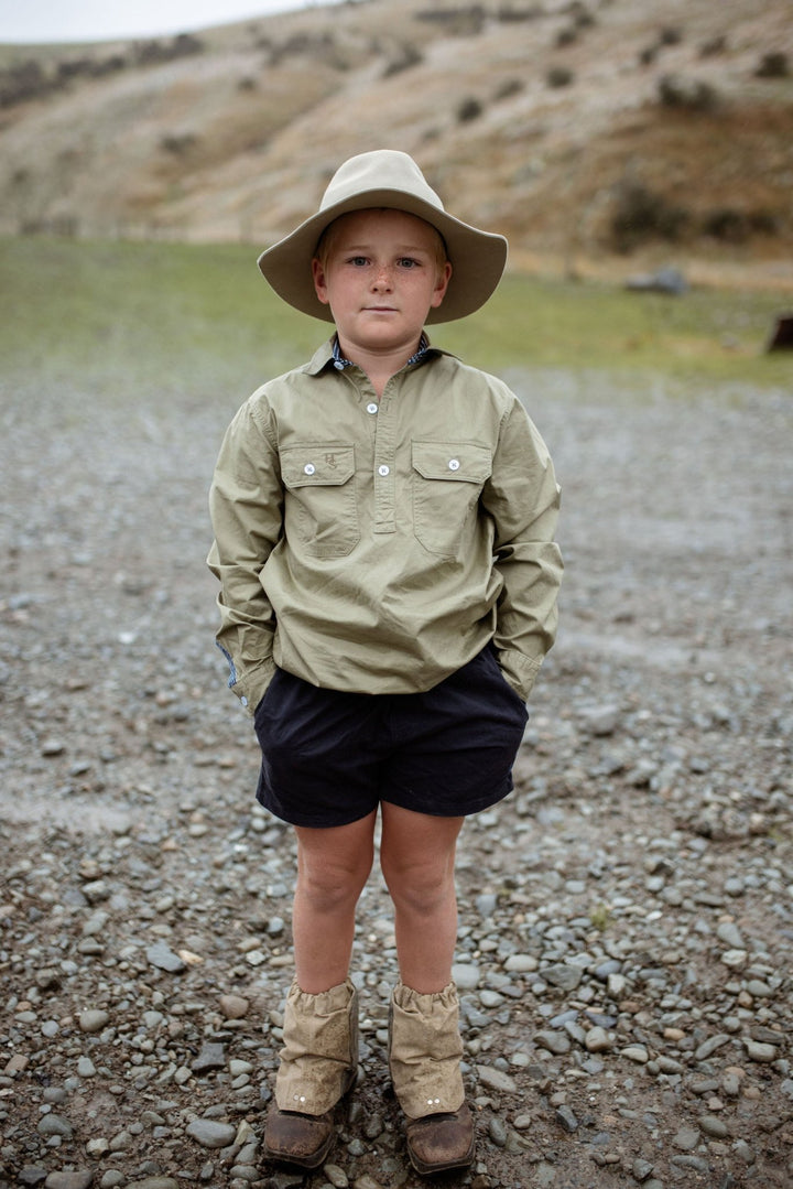 Stevie Workshirt in Olive Green - H&S Heritage