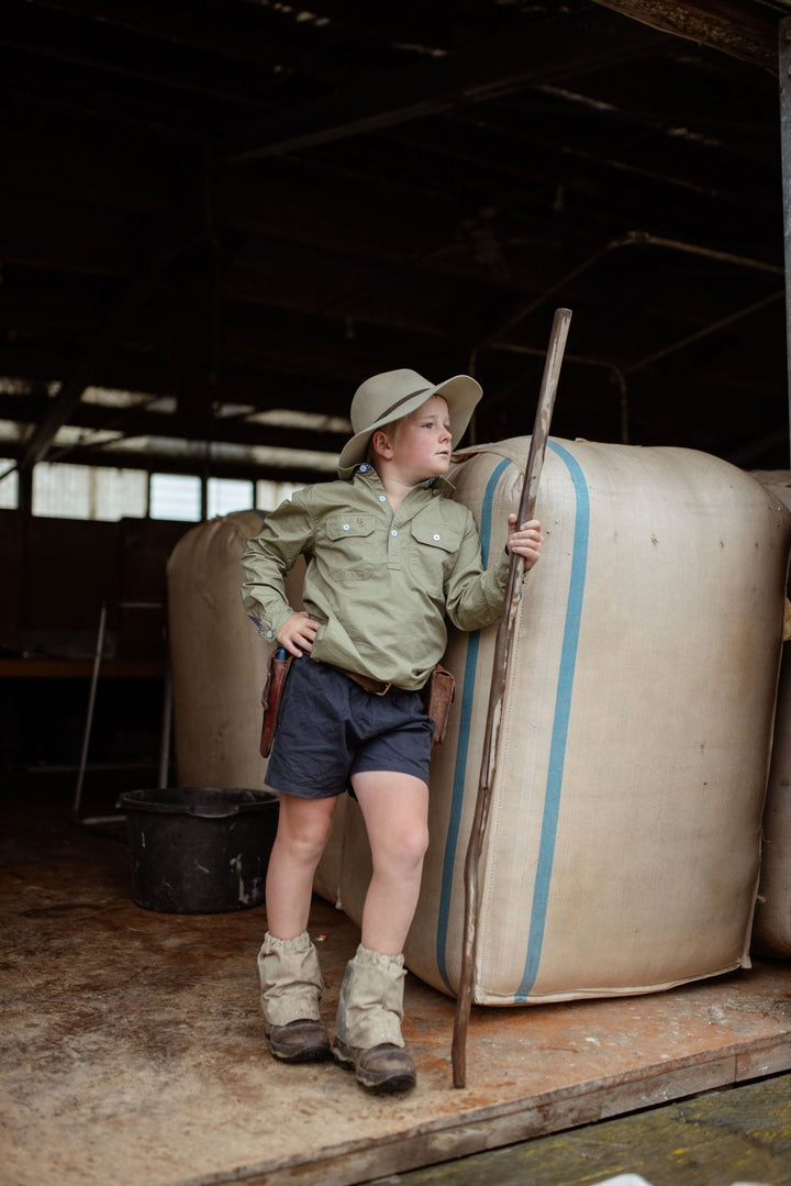 Stevie Workshirt in Olive Green - H&S Heritage