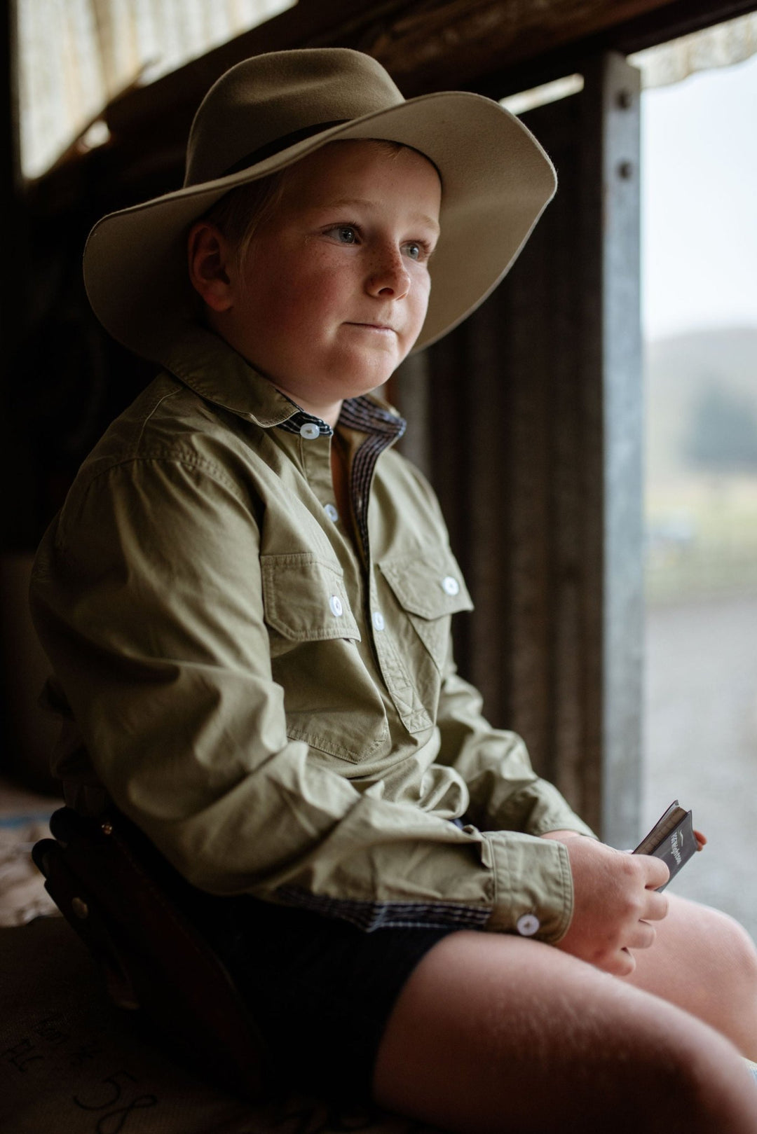 Stevie Workshirt in Olive Green - H&S Heritage