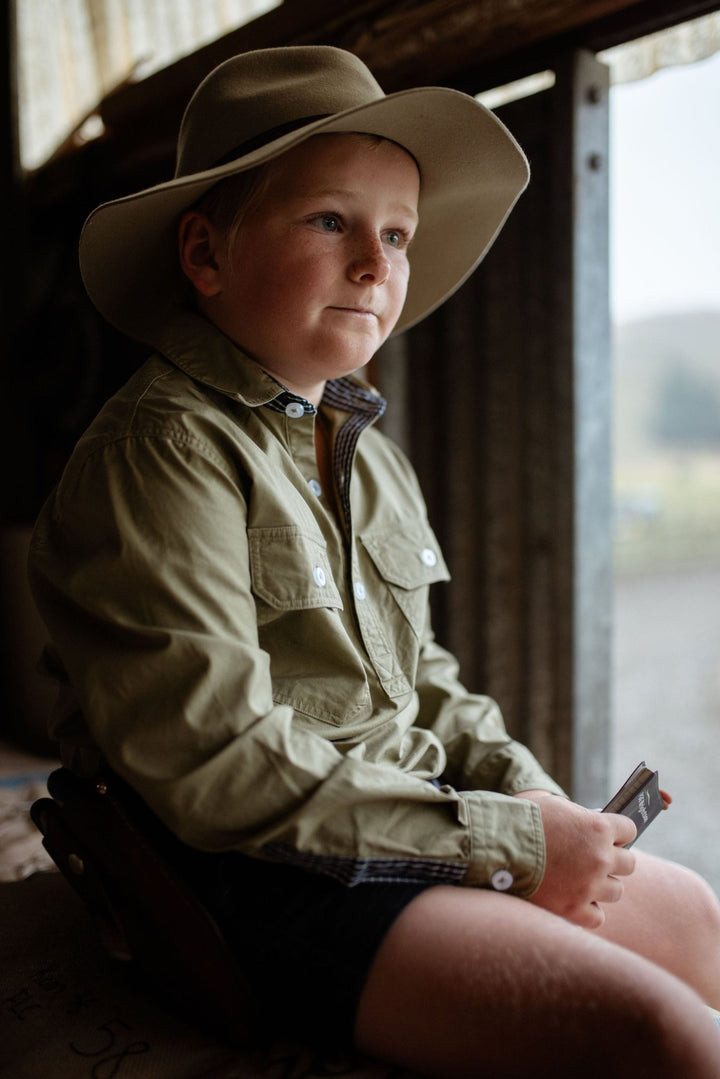 Stevie Workshirt in Olive Green - H&S Heritage