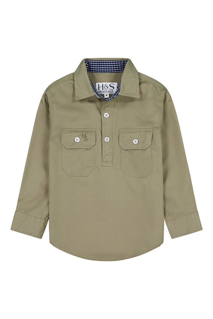 Stevie Workshirt in Olive Green - H&S Heritage