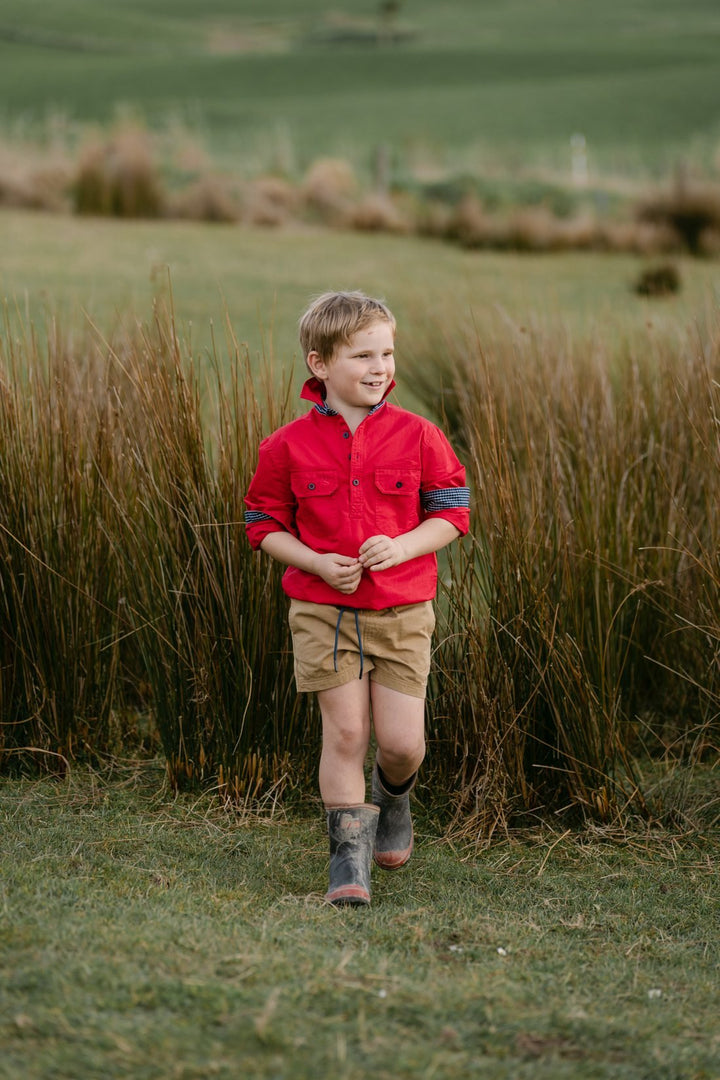 Stevie Workshirt in Red - H&S Heritage