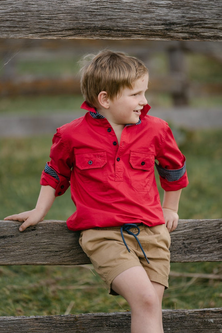 Stevie Workshirt in Red - H&S Heritage