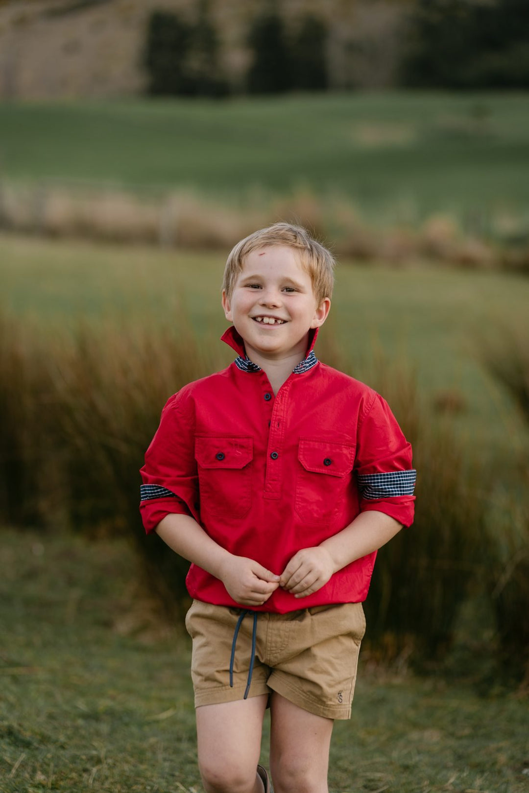 Stevie Workshirt in Red - H&S Heritage