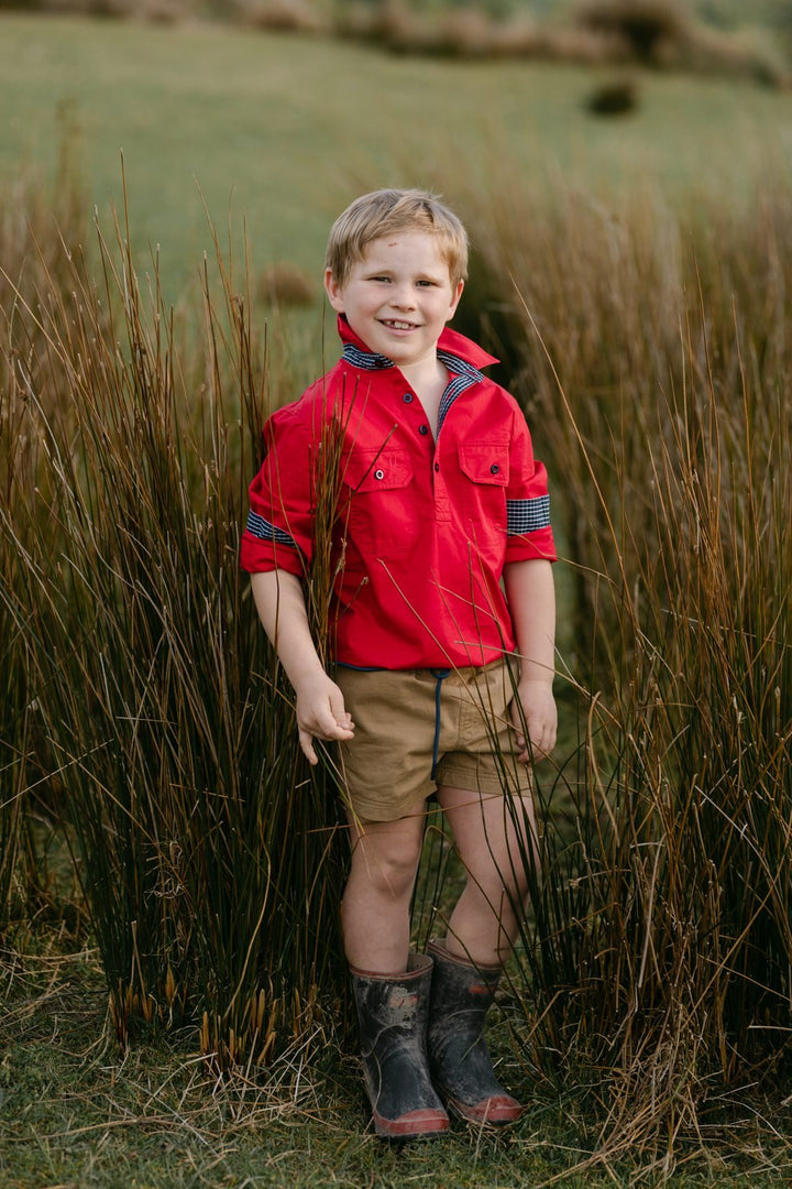 Stevie Workshirt in Red - H&S Heritage