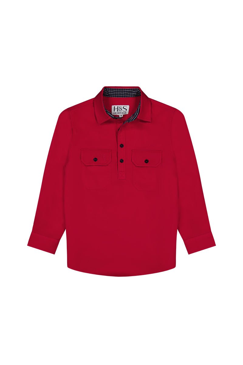 Stevie Workshirt in Red - H&S Heritage