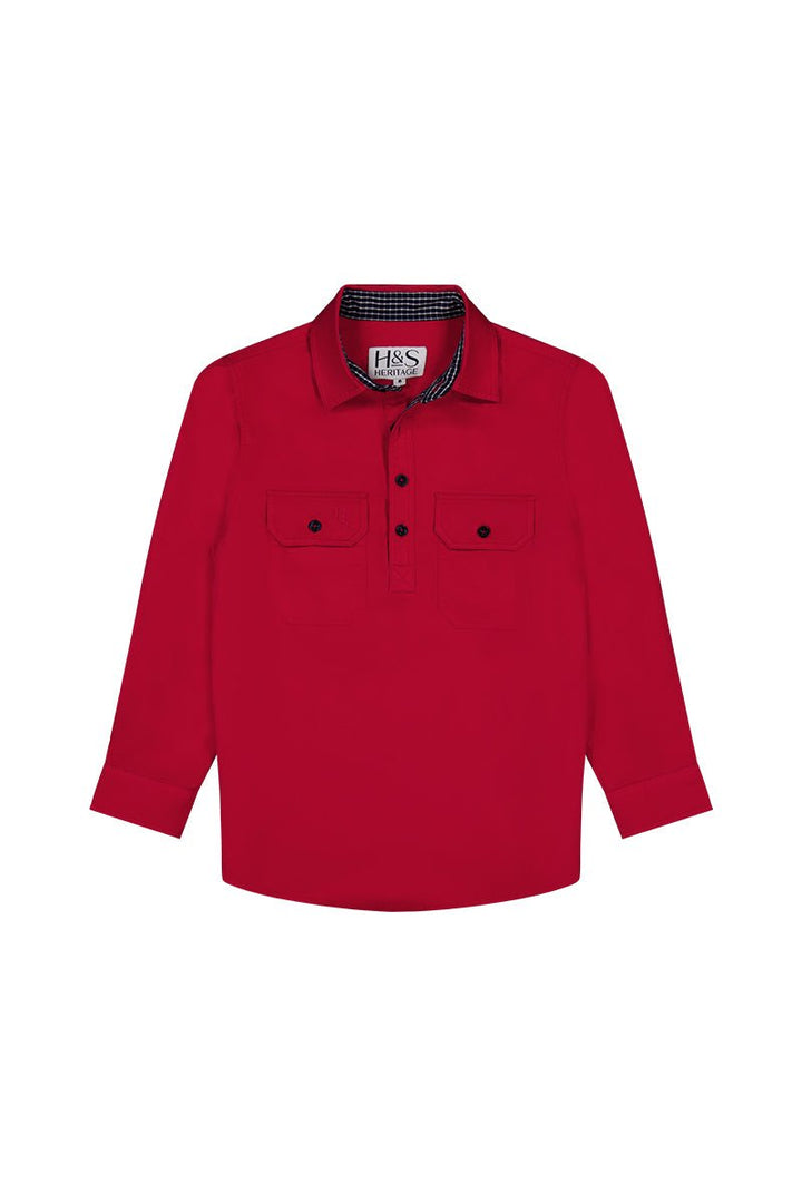 Stevie Workshirt in Red - H&S Heritage