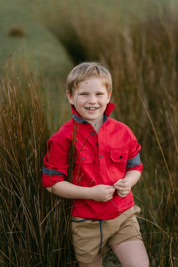 Stevie Workshirt in Red - H&S Heritage