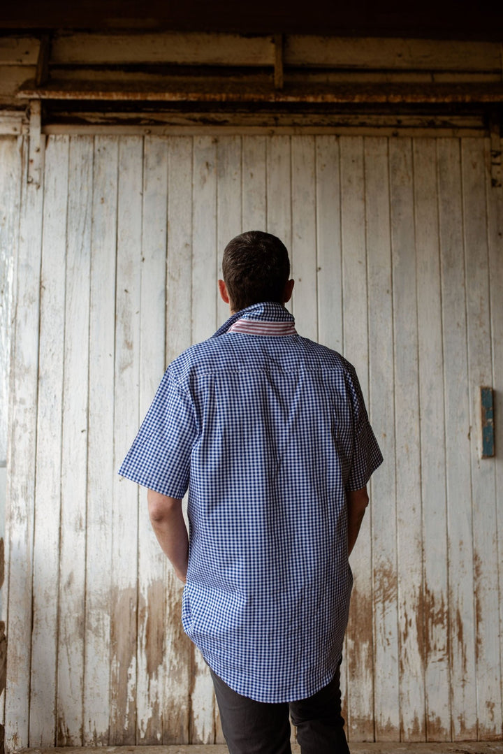 Toby Workshirt in Blue and White Check - H&S Heritage