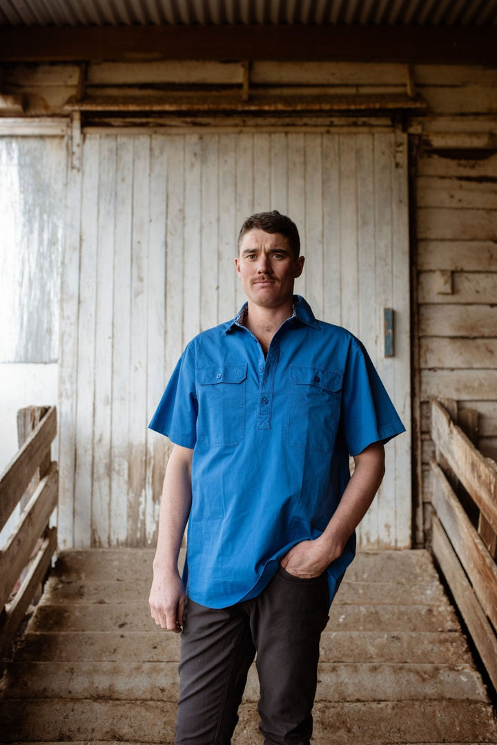 Toby Workshirt in Cobalt Blue - H&S Heritage