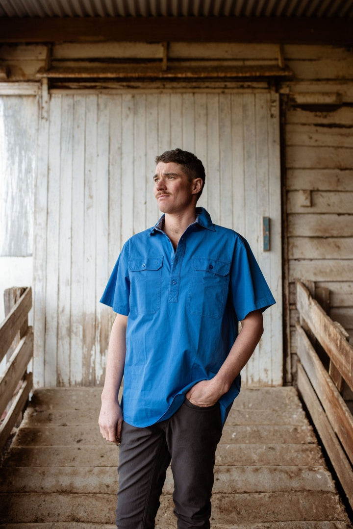 Toby Workshirt in Cobalt Blue - H&S Heritage
