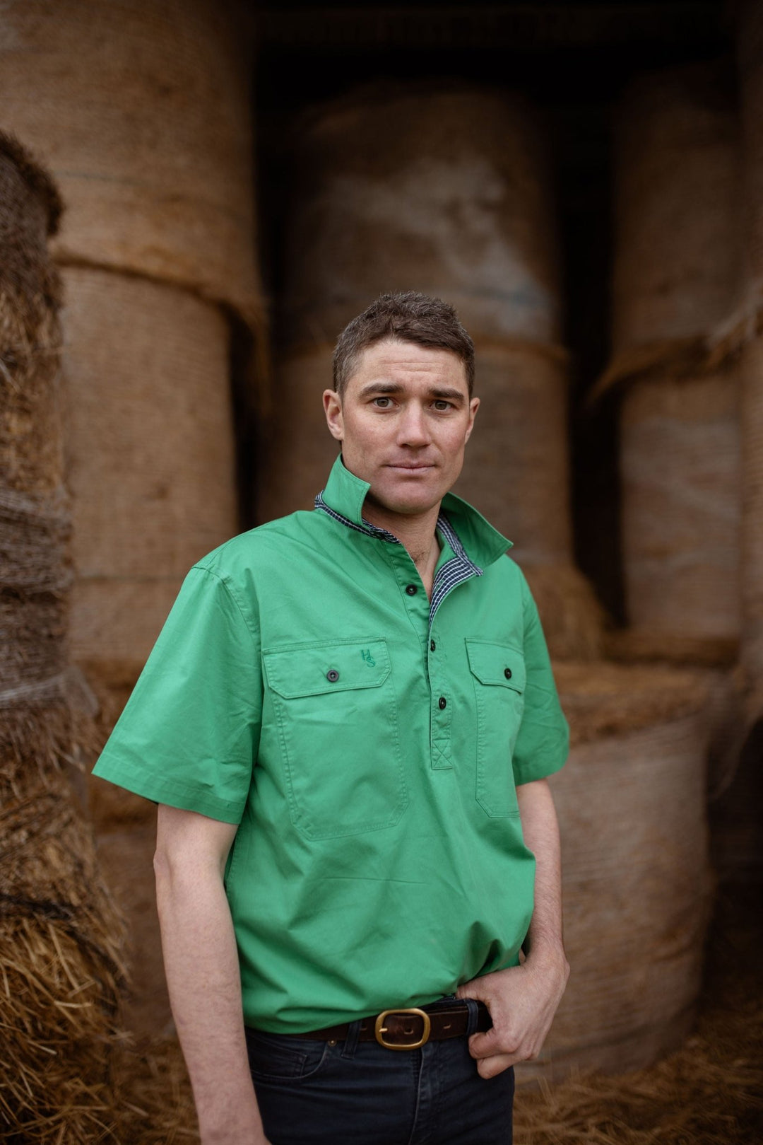 Toby Workshirt in Emerald Green - H&S Heritage