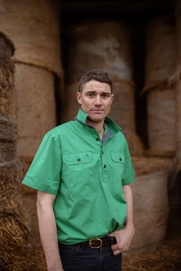 Toby Workshirt in Emerald Green - H&S Heritage