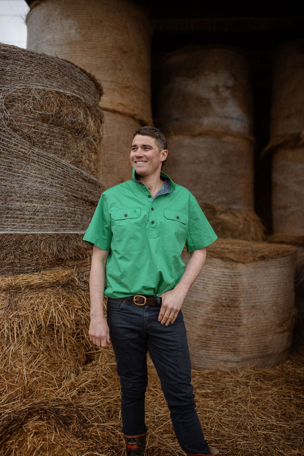 Toby Workshirt in Emerald Green - H&S Heritage
