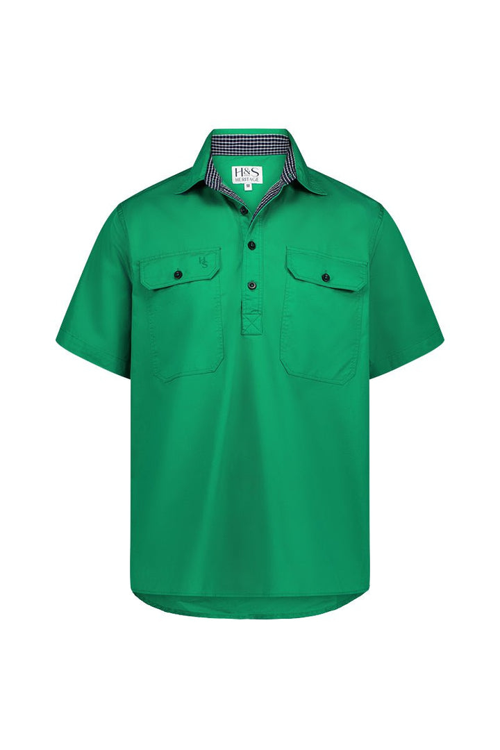 Toby Workshirt in Emerald Green - H&S Heritage