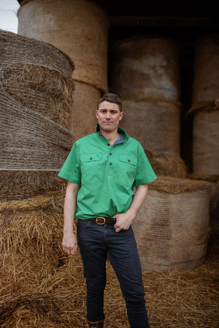 Toby Workshirt in Emerald Green - H&S Heritage