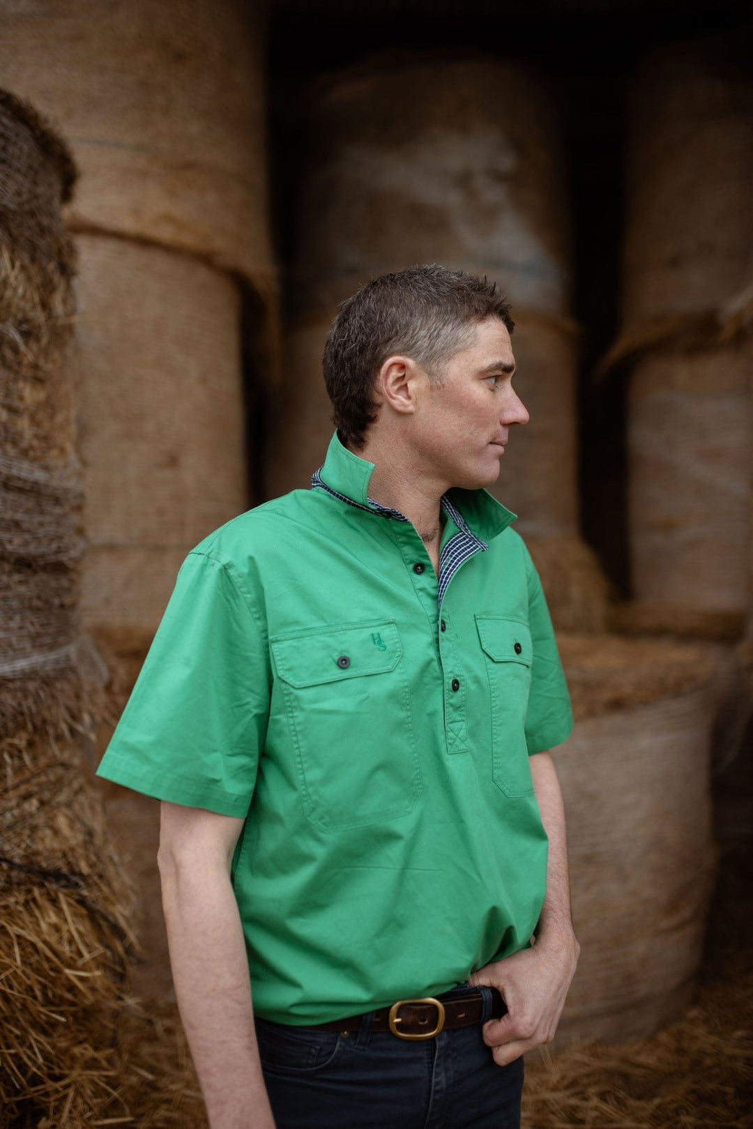 Toby Workshirt in Emerald Green - H&S Heritage