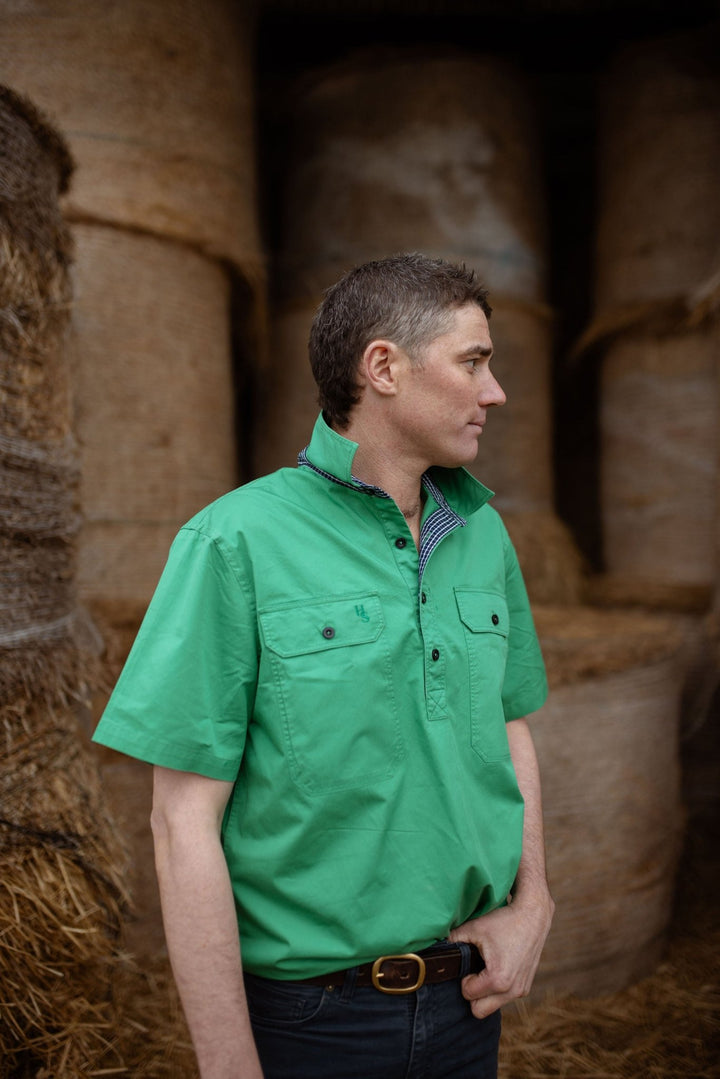 Toby Workshirt in Emerald Green - H&S Heritage
