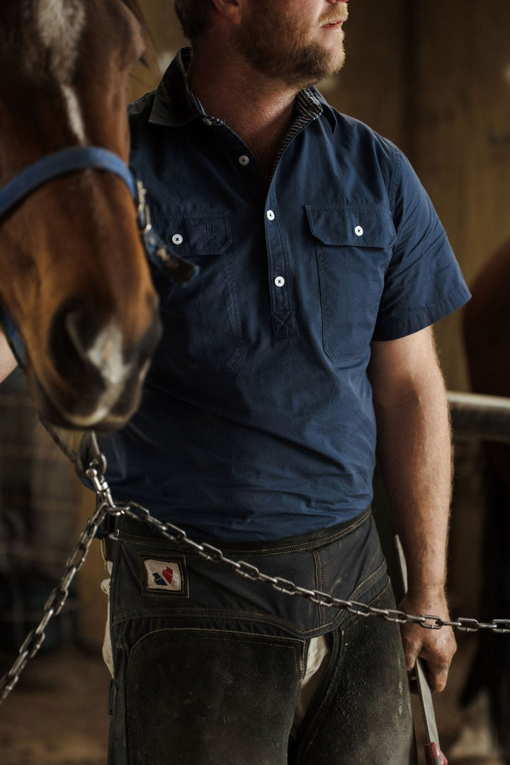 Toby Workshirt in Navy - H&S Heritage
