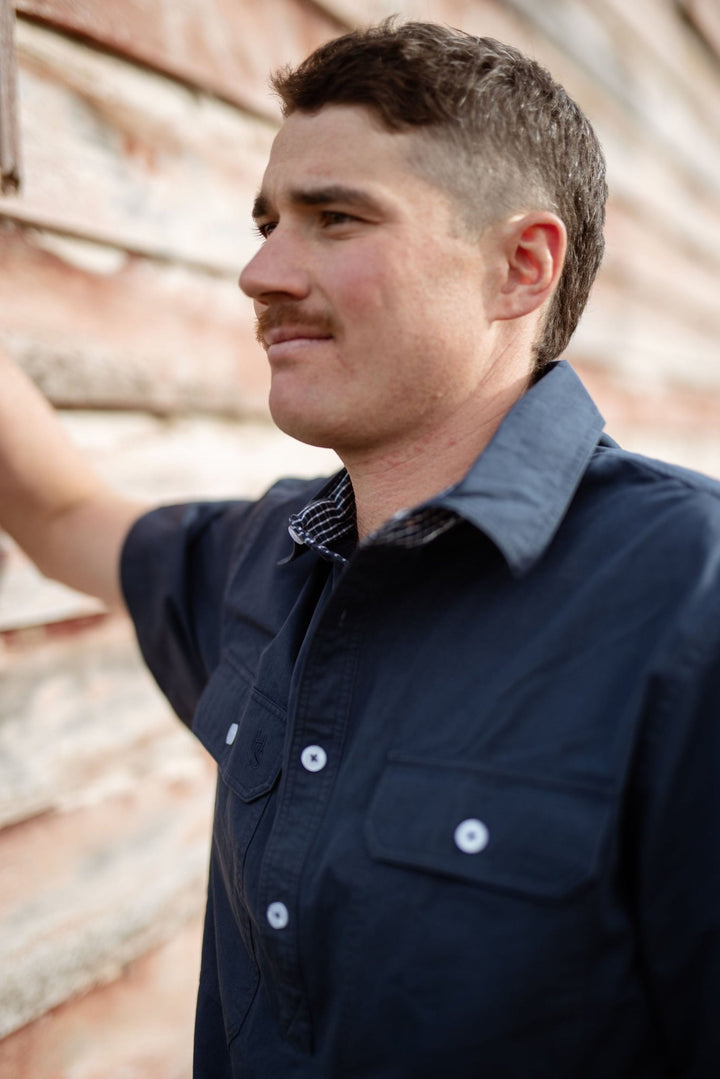 Toby Workshirt in Navy - H&S Heritage