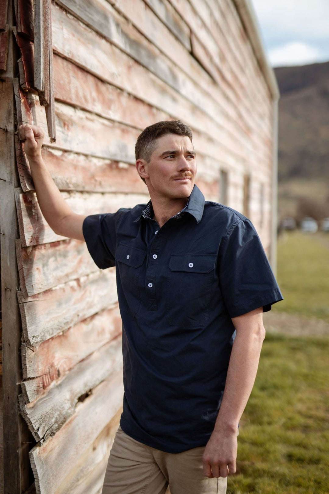 Toby Workshirt in Navy - H&S Heritage