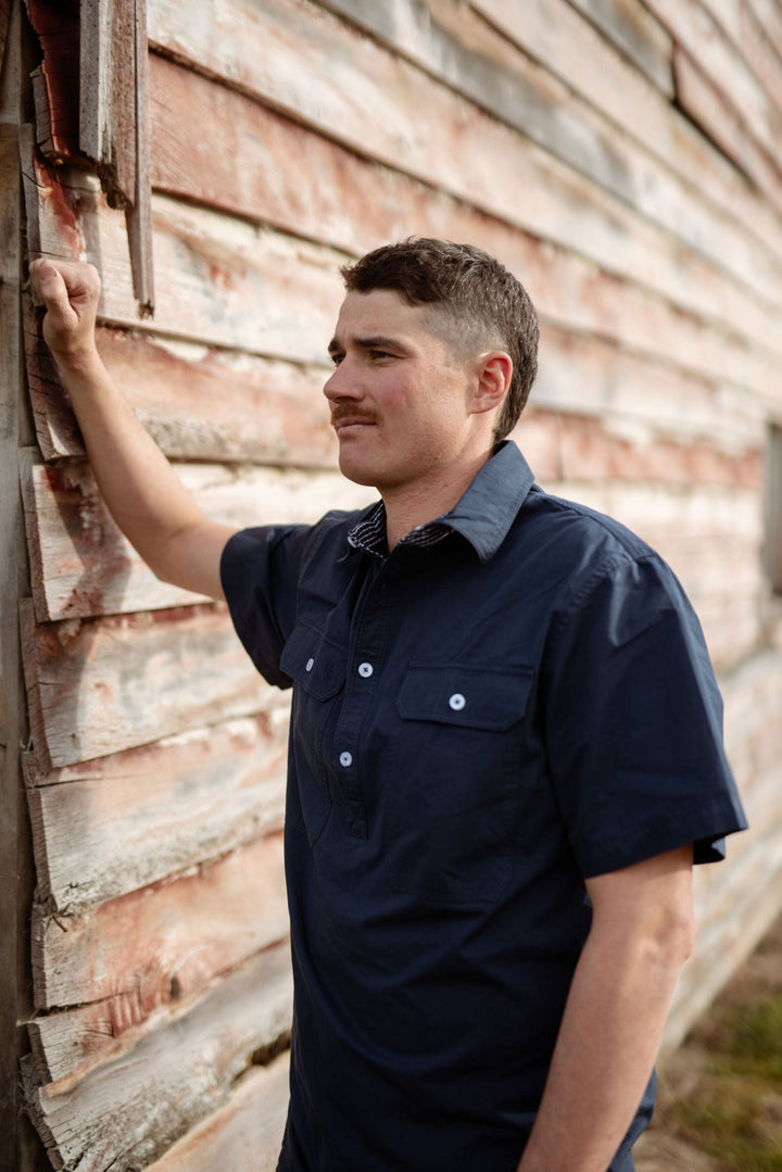 Toby Workshirt in Navy - H&S Heritage