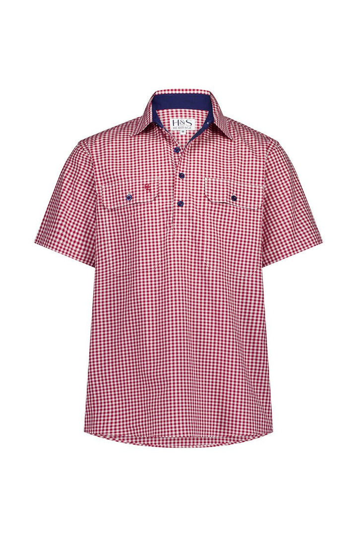 Toby Workshirt in Red and White Check - H&S Heritage