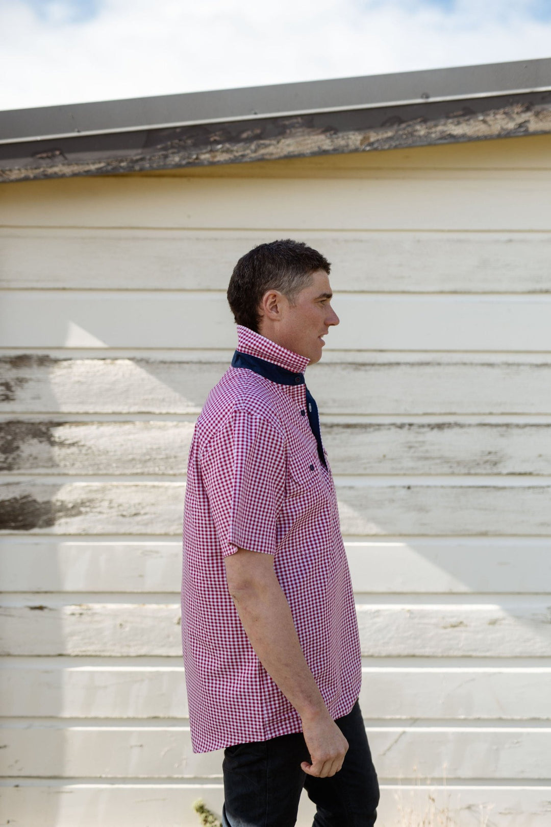 Toby Workshirt in Red and White Check - H&S Heritage