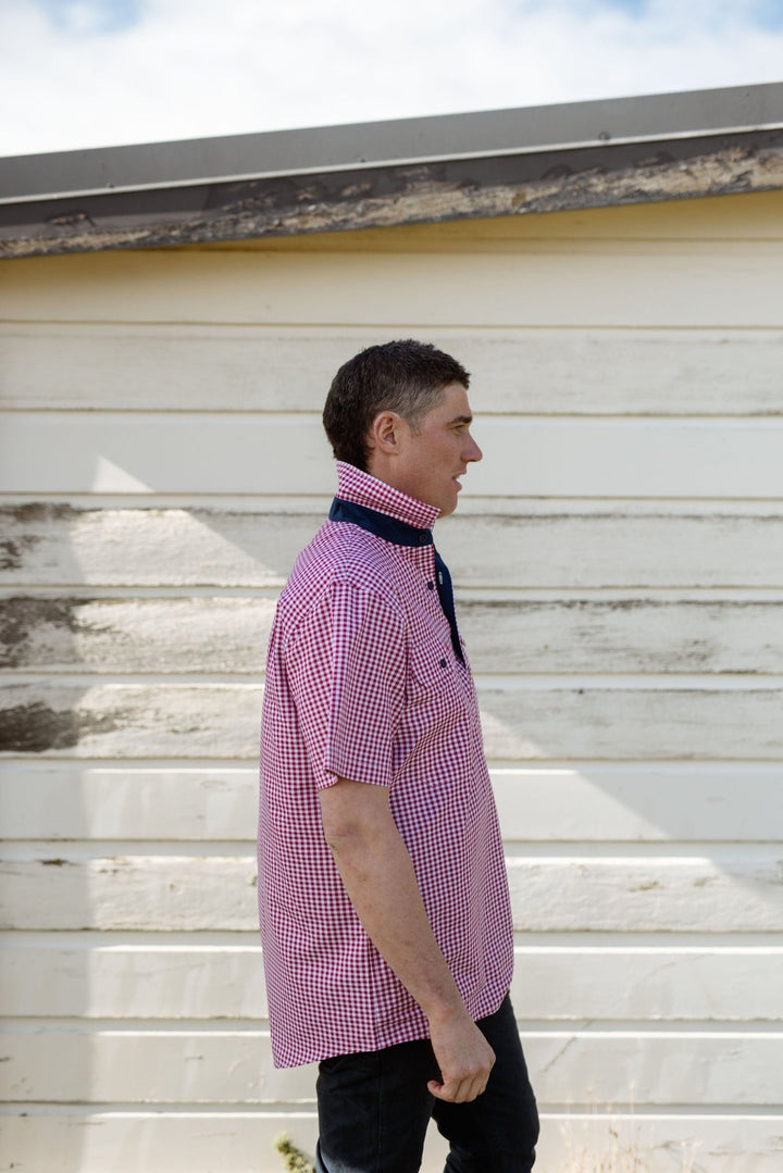 Toby Workshirt in Red and White Check - H&S Heritage