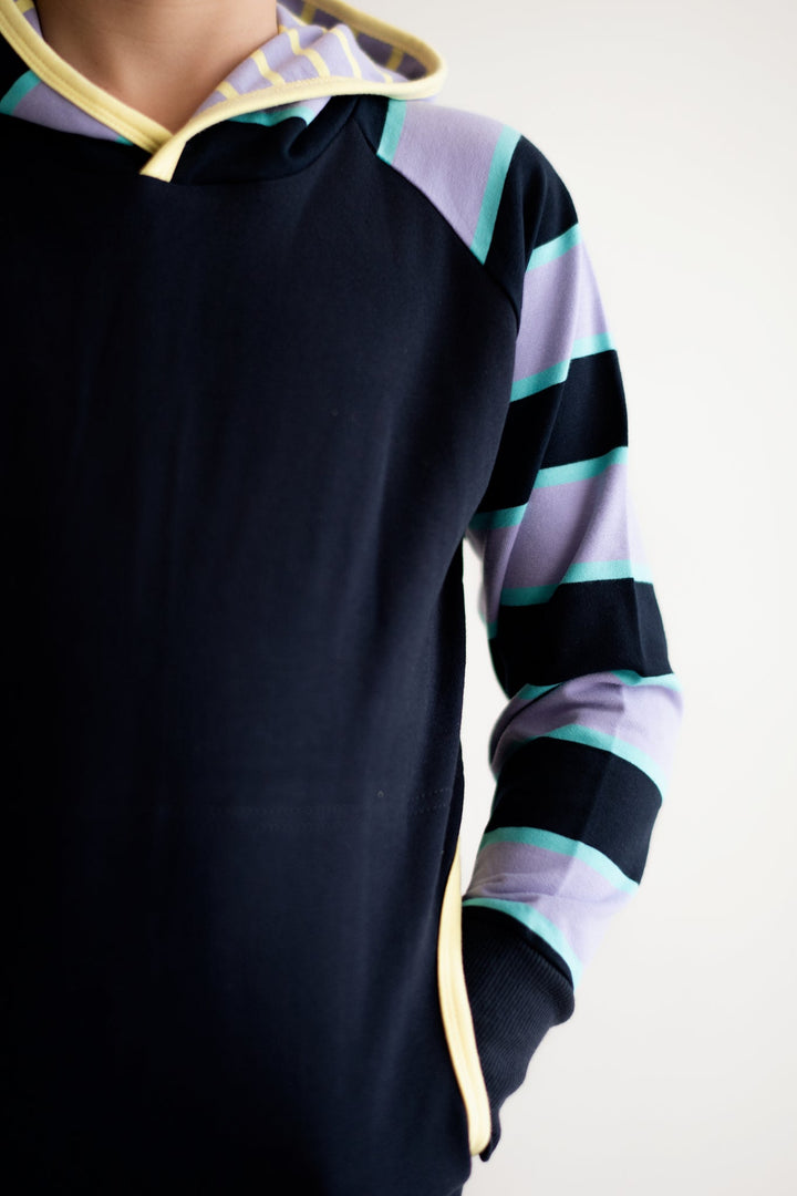 Frankie Hoodie in Lilac Stripe - Hide and Seek Clothing