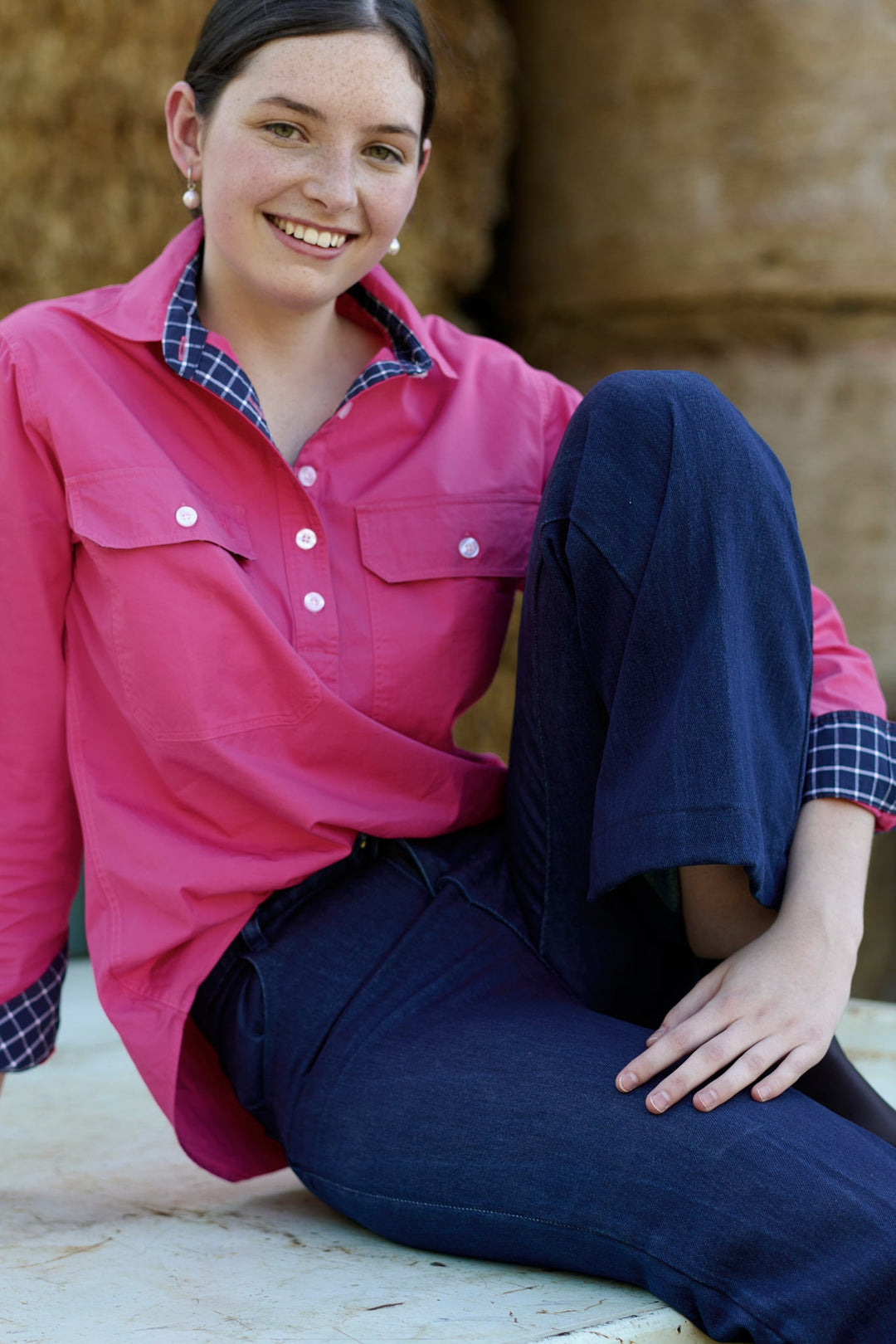 Heidi Workshirt in Bright Pink - Hide and Seek Clothing