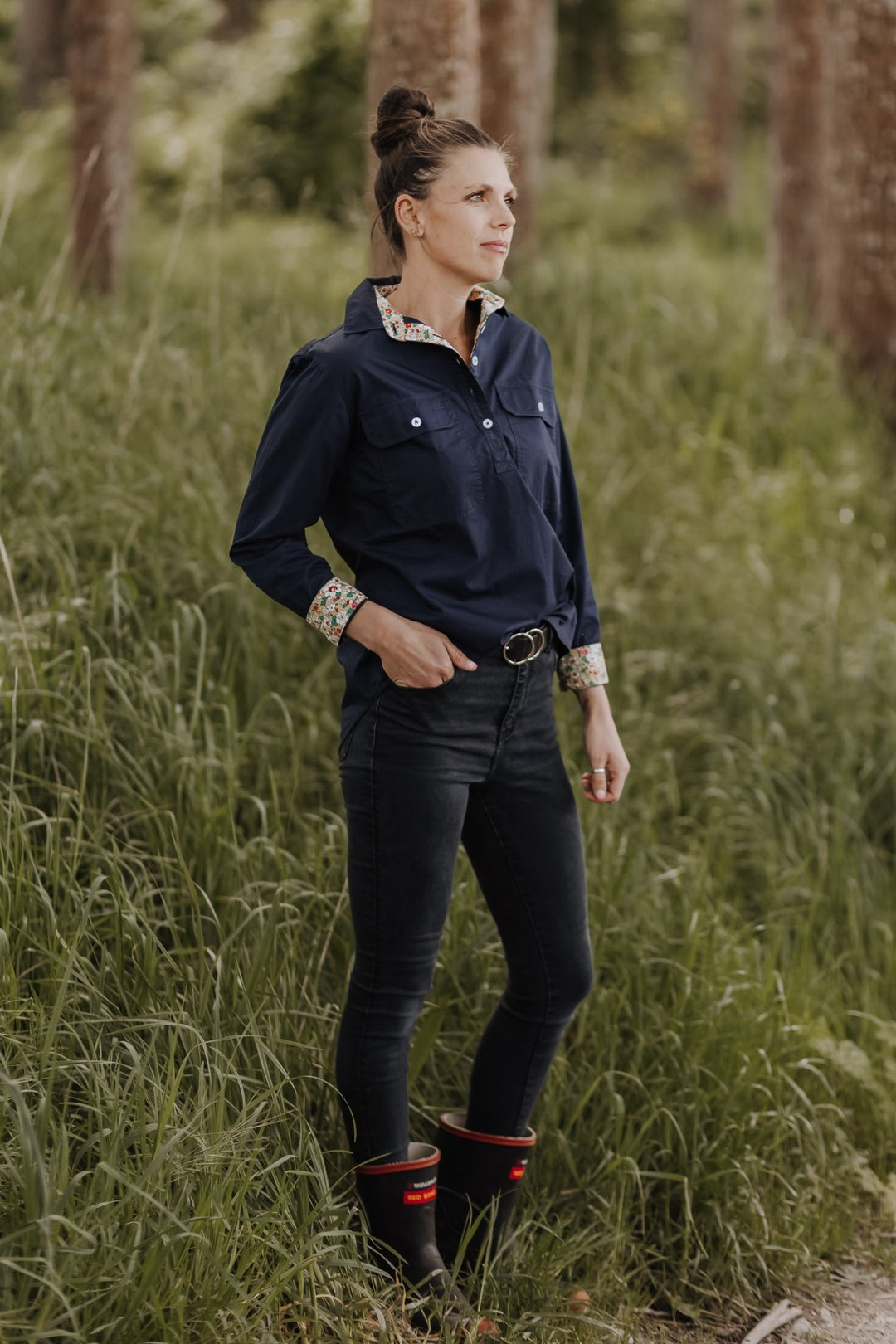 Navy and Yellow Ladies Workshirt - Hide and Seek Clothing