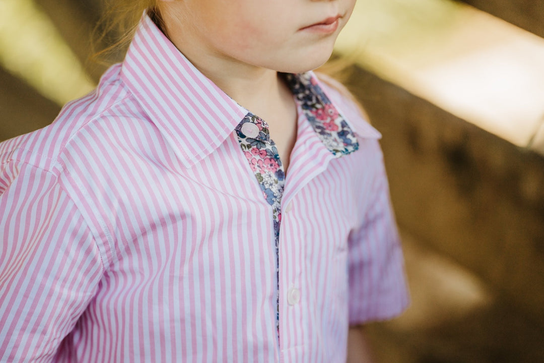 Pink and White Stripe Short Sleeve Shirt - Hide and Seek Clothing