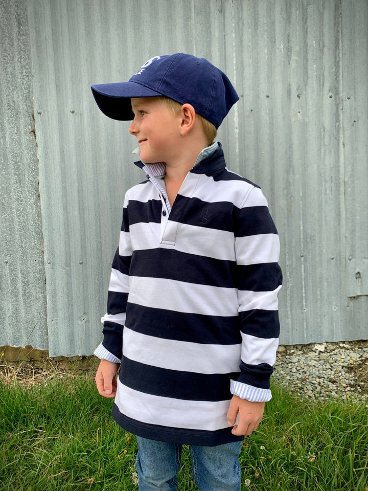 Sammy Rugby in Navy and White Stripe - Hide and Seek Clothing