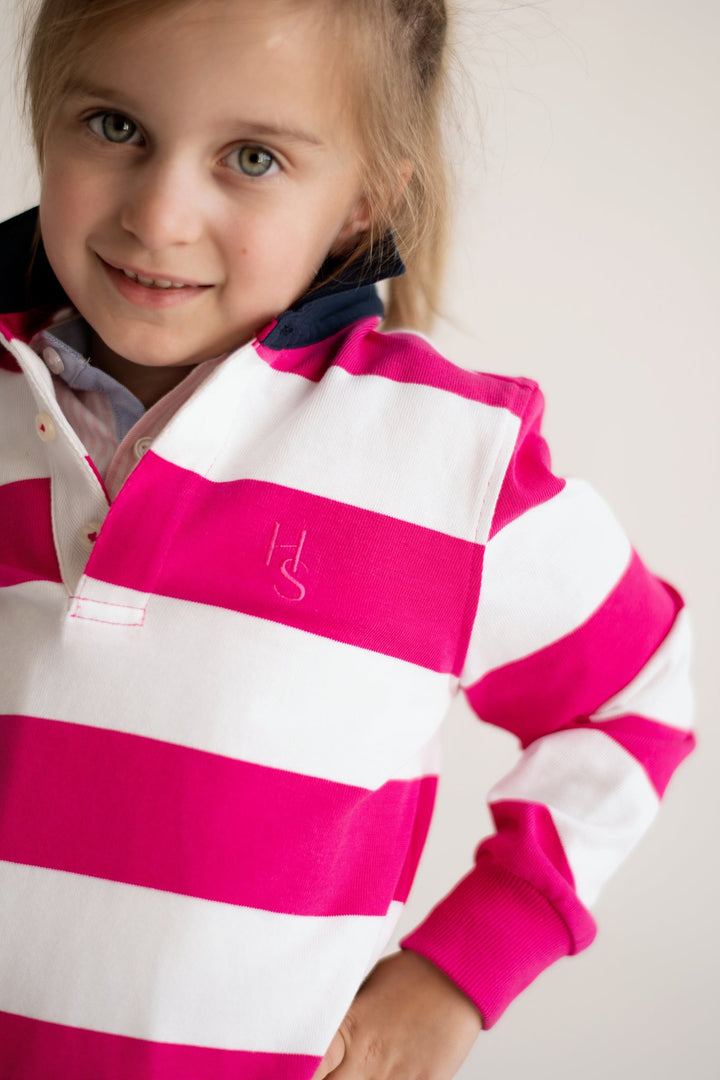 Sammy Rugby in Pink and White Stripe - Hide and Seek Clothing