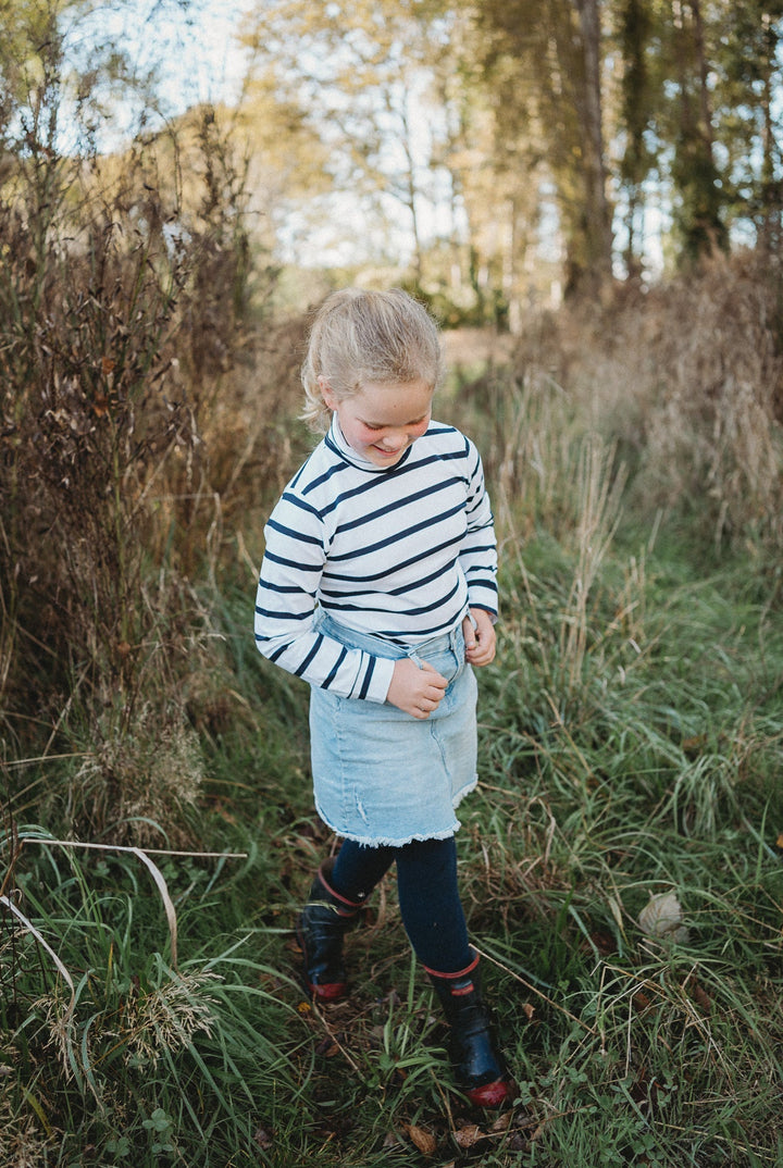 White and Navy Stripe Skivvy - Hide and Seek Clothing